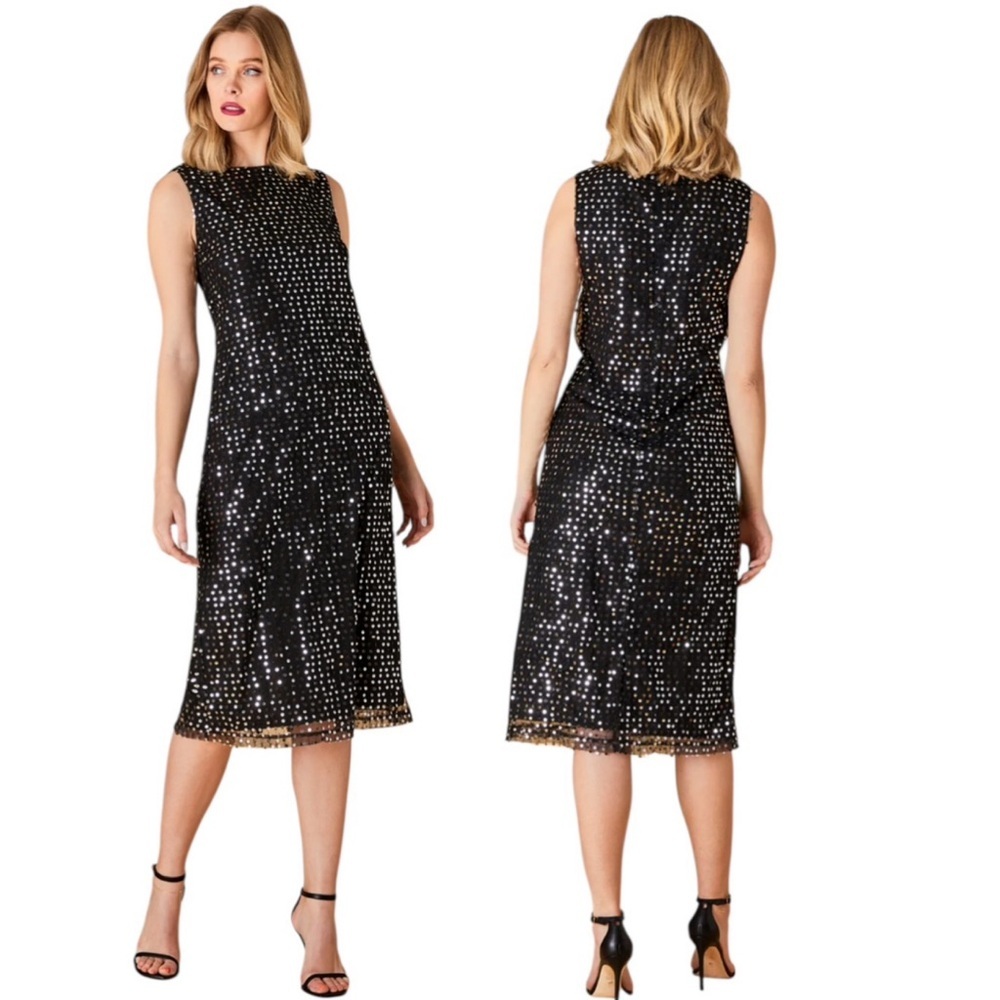 NWT Olivia by Livro Sequin Waller Midi Sheath Dress Black Size XS - Picture 13 of 13